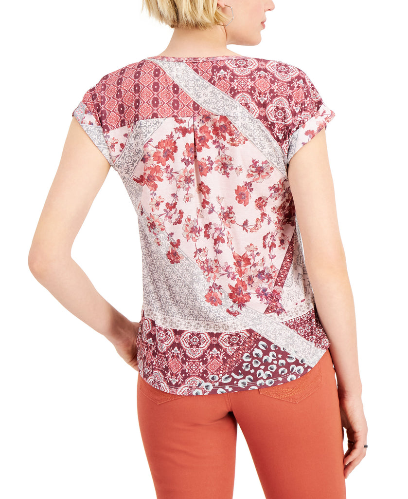 Style & Co Women Floral Print Cap Sleeve Top