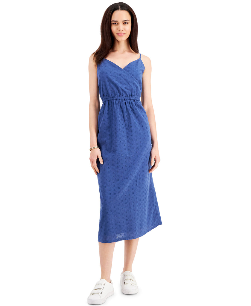 Style & Co Women Cotton Eyelet Maxi Dress Deep Harbor