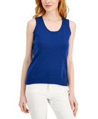 Style & Co Women Cotton Sweater Knit Tank Navy Peony