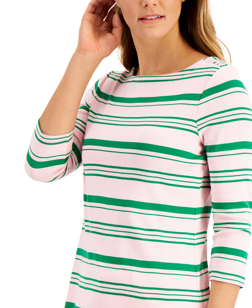 Charter Club Women Cotton Variegated Striped Top