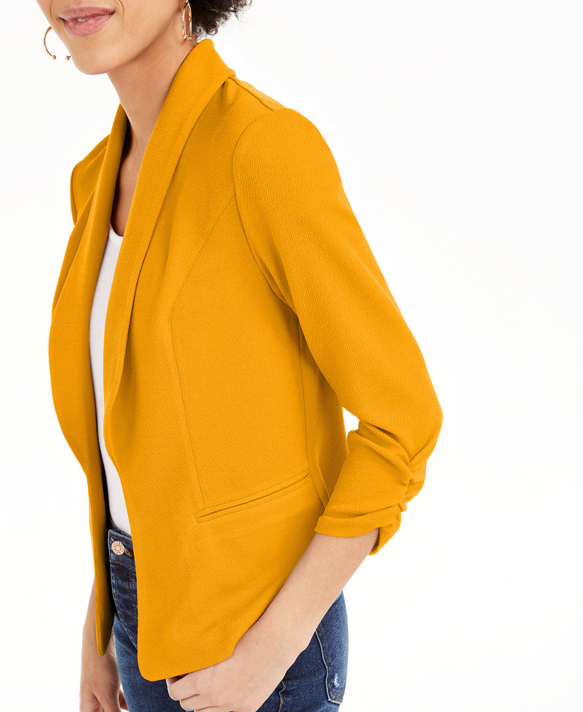 Bar III Women Knit Crepe Ruched Sleeve Blazer