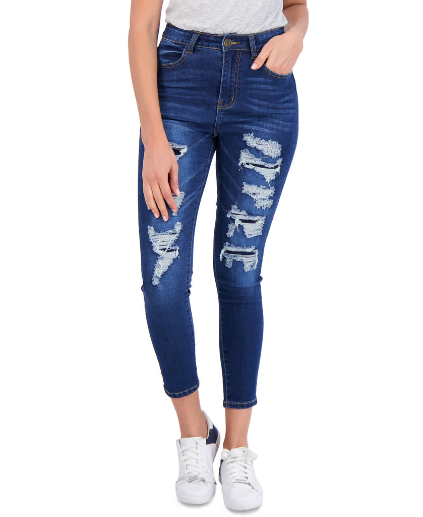 Gogo Jeans Women Rip & Repair Skinny Jeans Dark