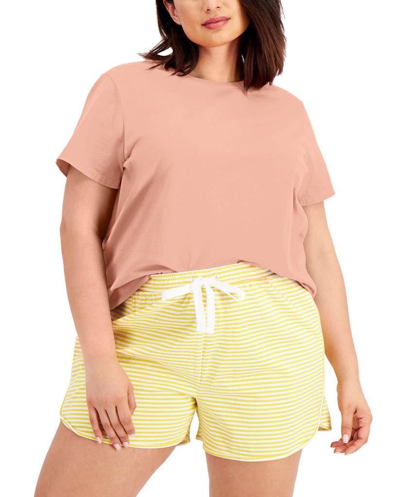 Style & Co Women Plus Solid Shrunken Top Peach Sherbet