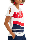 Charter Club Women Petite Abstract Print T Shirt