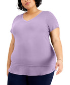 JM Collection Women Plus Layered Hem Top Lilac Moon