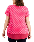 JM Collection Women Plus Mina Contrast Trim Top