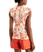 INC International Concepts Women Plus Printed Smocked Sleeveless Top