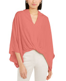 Alfani Women Wide Sleeve Surplice Blouse Sierra Sunrise