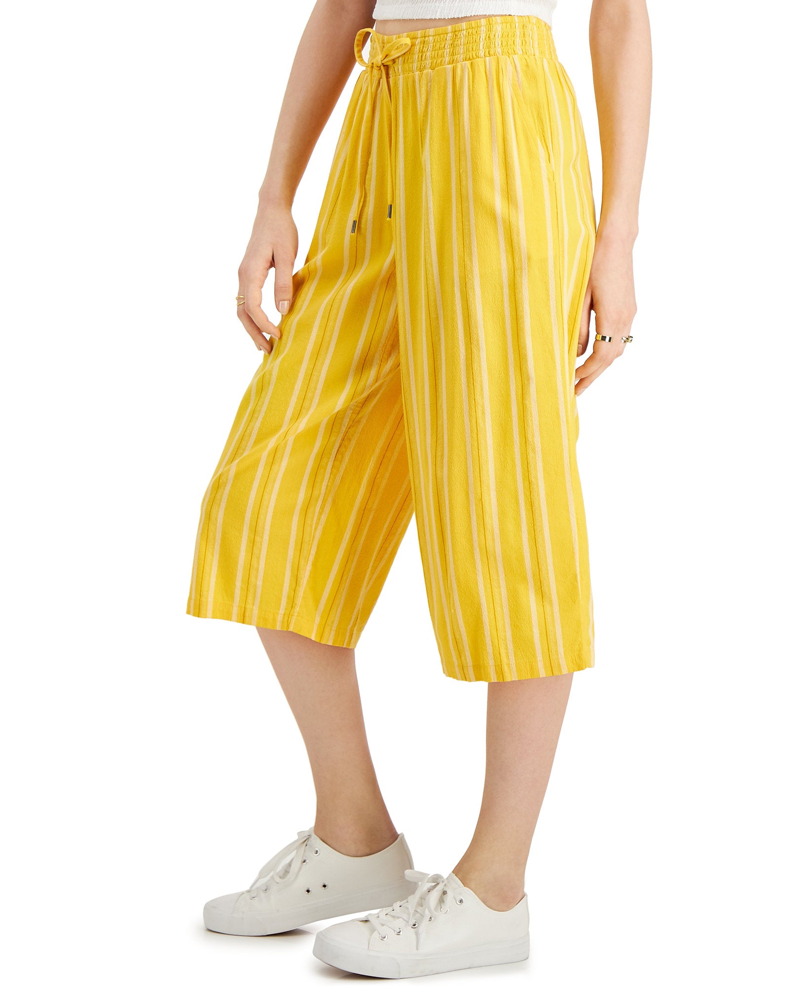Style & Co Women Petite Striped Cropped Pants