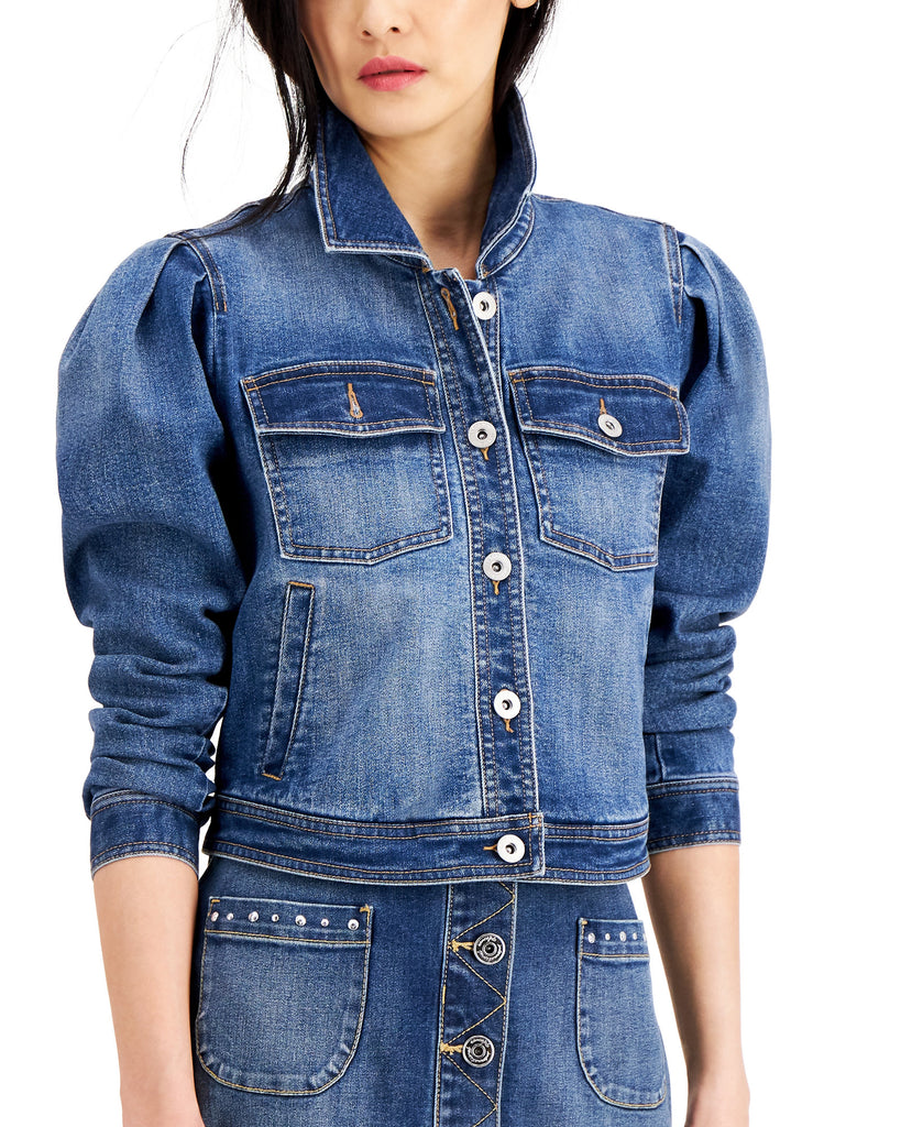 INC International Concepts Women Volume Sleeve Denim Jacket