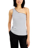 INC International Concepts Women Animal Print One Shoulder Top Sadie Stripe