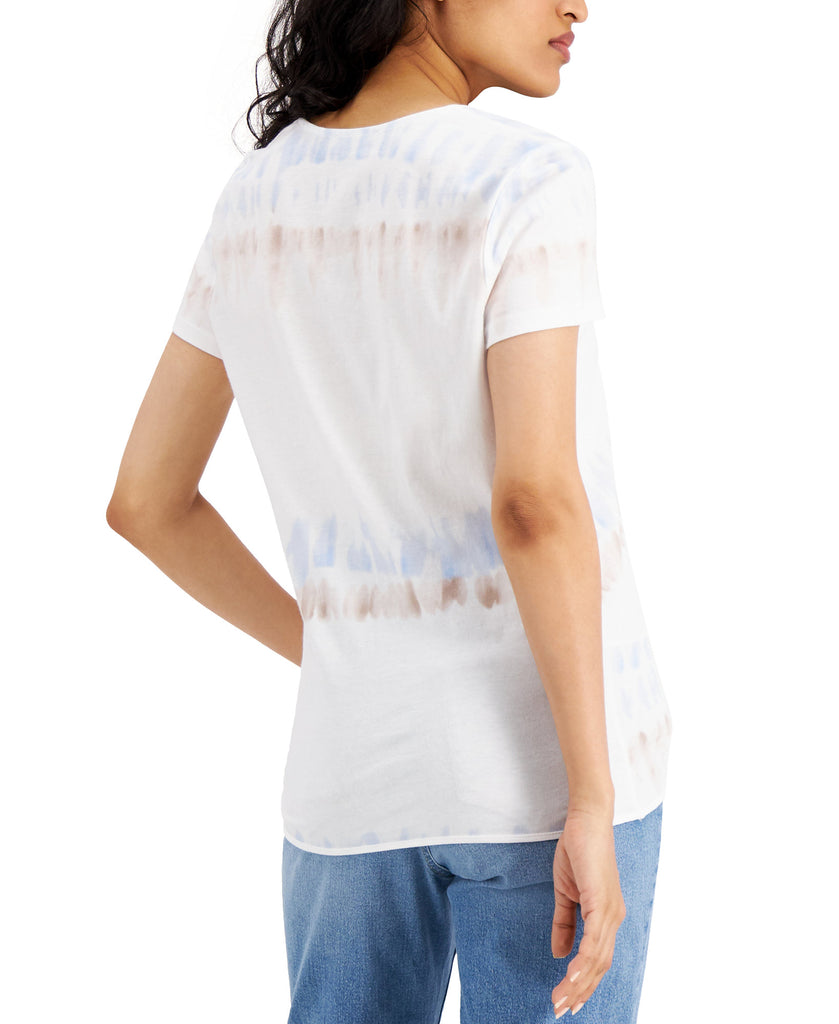 INC International Concepts Women Twist Front Cotton Tie Dye T Shirt