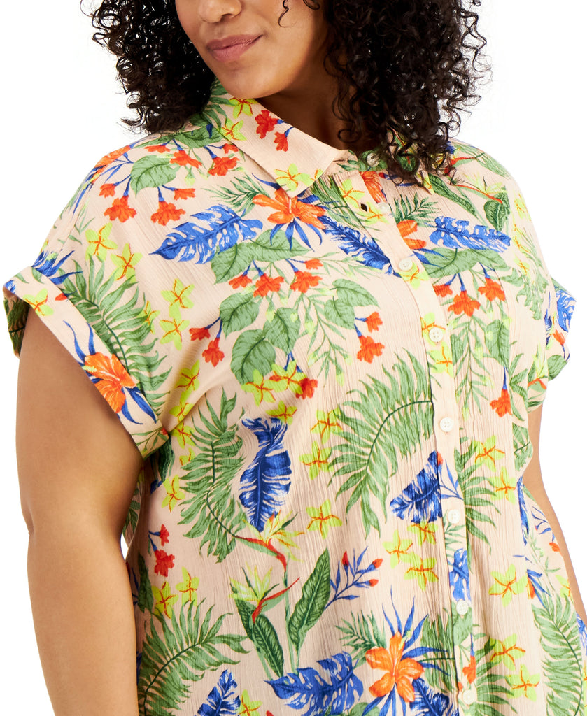 Style & Co Women Cotton Printed Camp Shirt