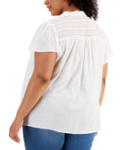 Style & Co Women Plus Cotton Smocked Top