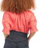 Black Tape Women Ruffle Trim Peasant Blouse