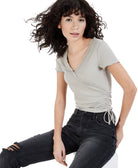 Crave Fame Women Ribbed Lace Trim Top Sage