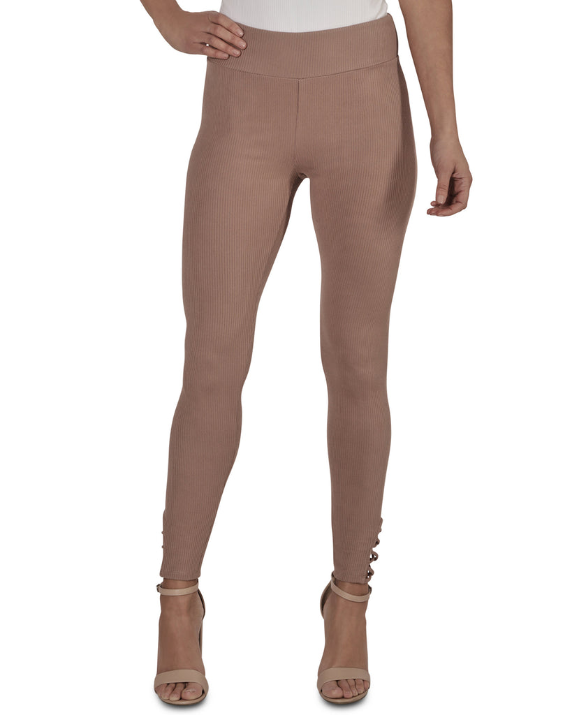 Just Polly Juniors Crisscross Rib Knit Leggings Mocha