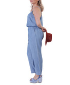 Black Tape Women Plus Button Front Drawstring Jumpsuit