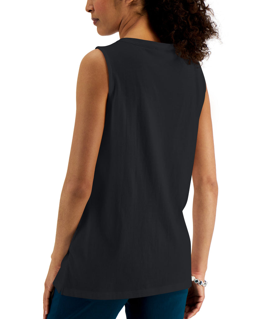 Karen Scott Women Split Neck Sleeveless Tunic