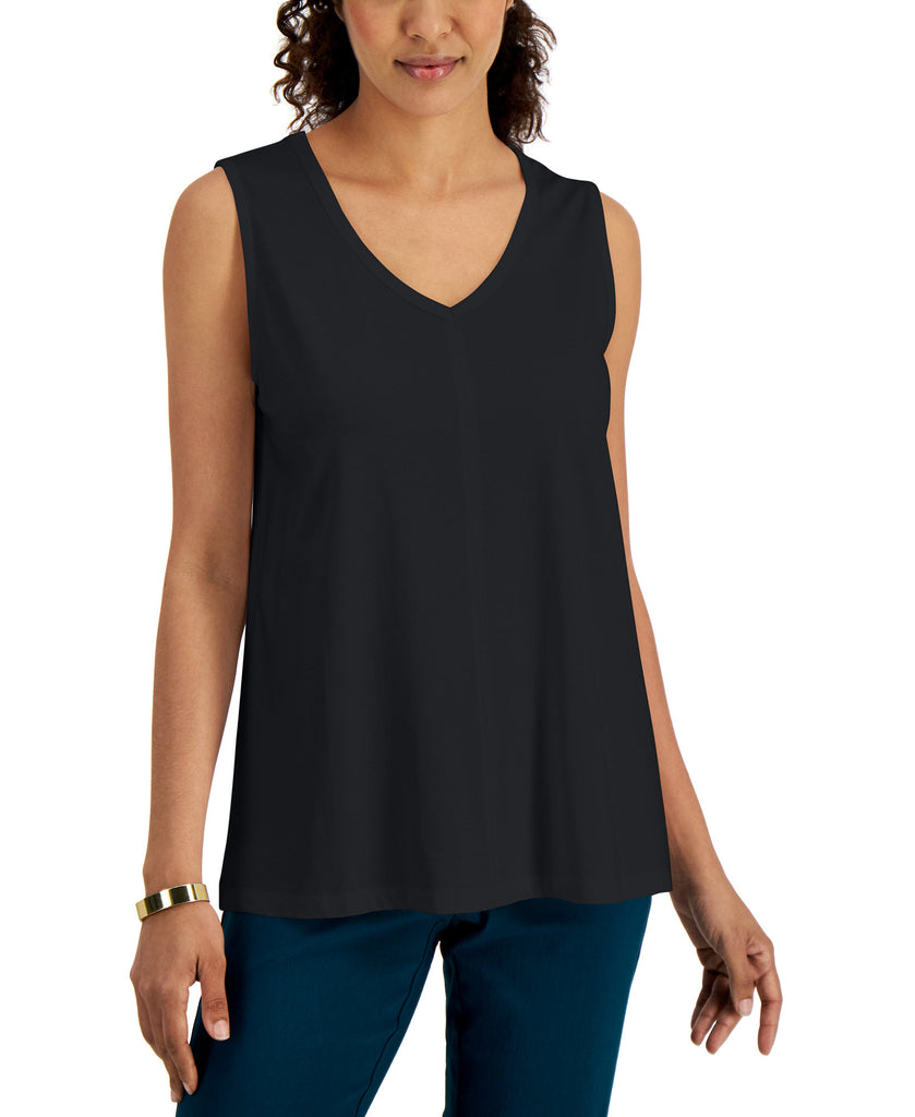 Karen Scott Women Cotton V Neck Tunic Deep Black