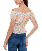 Ultra Flirt Women Printed Off The Shoulder Peplum Blouse