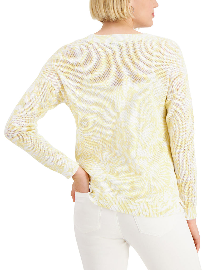 Charter Club Women Cotton Printed Open Knit Sweater