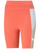 Puma Women Rebel Colorblocked High Rise Bike Shorts Georgia Peach