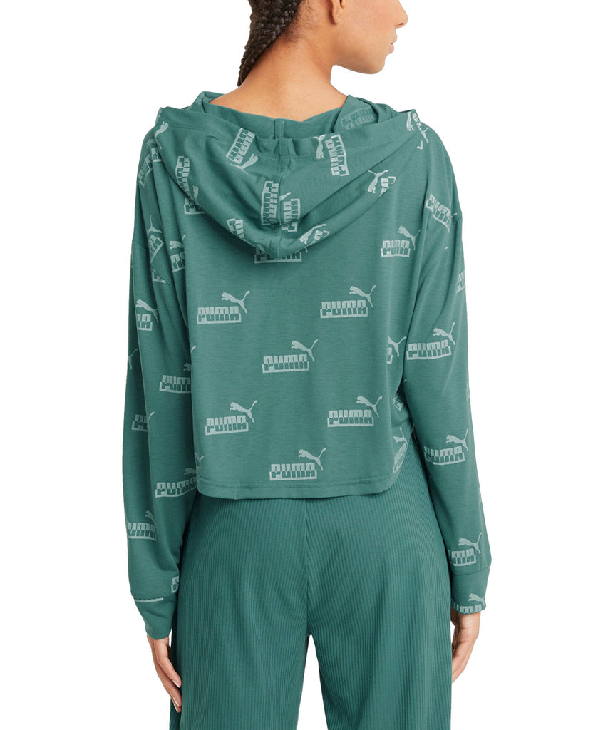 Puma Women Amplified Logo Print Cropped Hoodie