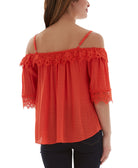 BCX Women Crochet Trim Top