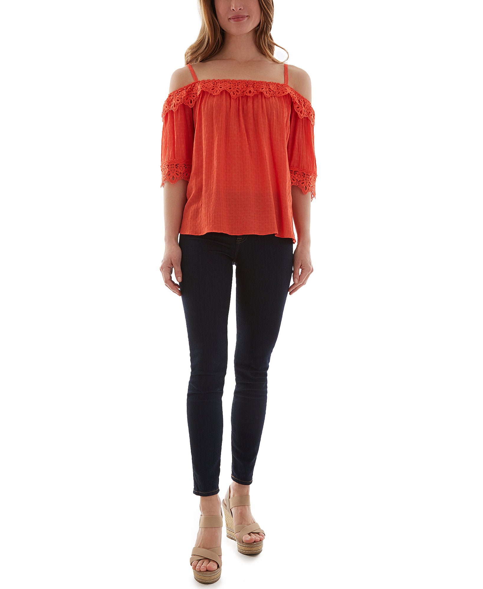 BCX Women Crochet Trim Top