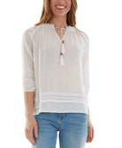 BCX Women Tie Neck Top Off White