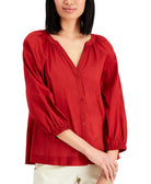 Alfani Women Petite Cotton Y Neck Top