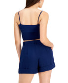 Bar III Women Tie Front Sleeveless Cropped Sweetheart Blouse