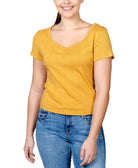 Rebellious One Women Cotton Pointelle Top Mustard