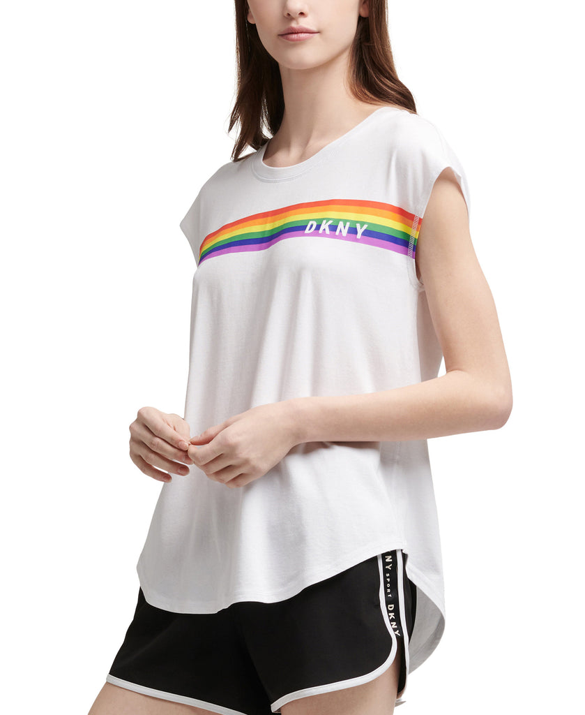 DKNY Women Rainbow Logo T Shirt