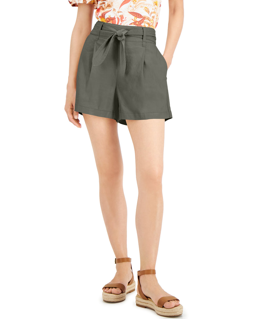 INC International Concepts Women Tie Waist Shorts Moss Mountain