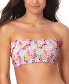 California Waves Women Smocked Bandeau Bikini Top Multi Color