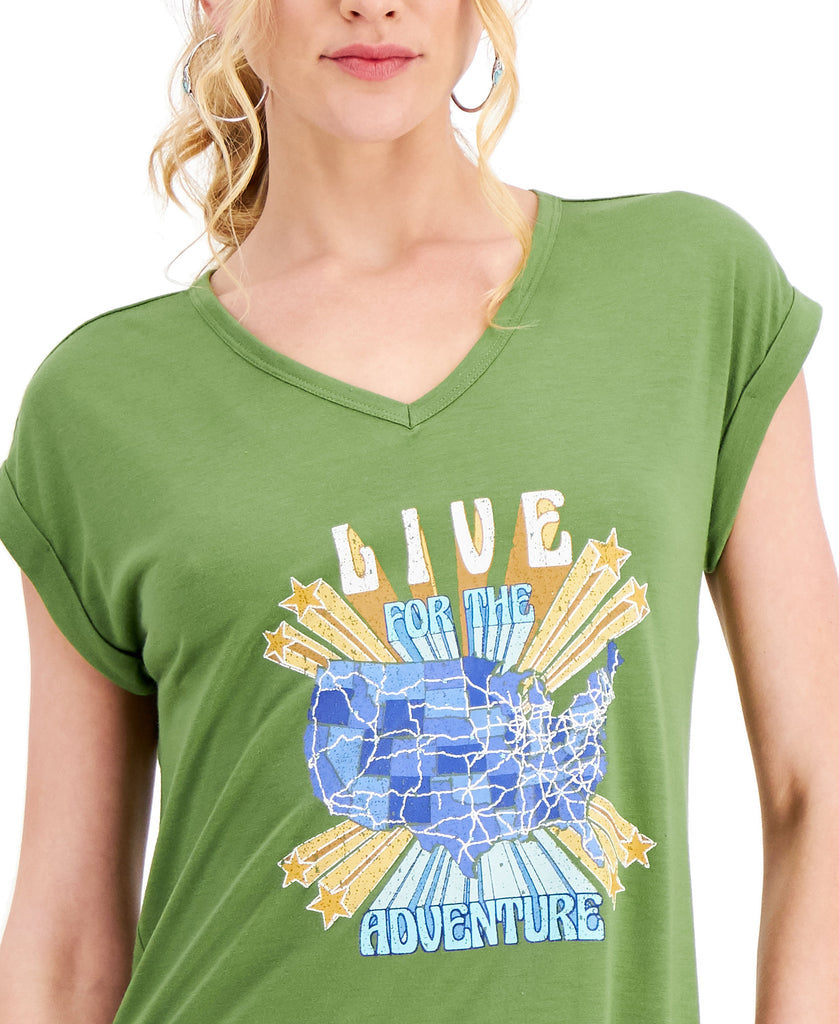 Style & Co Women Adventure Graphic Print T Shirt