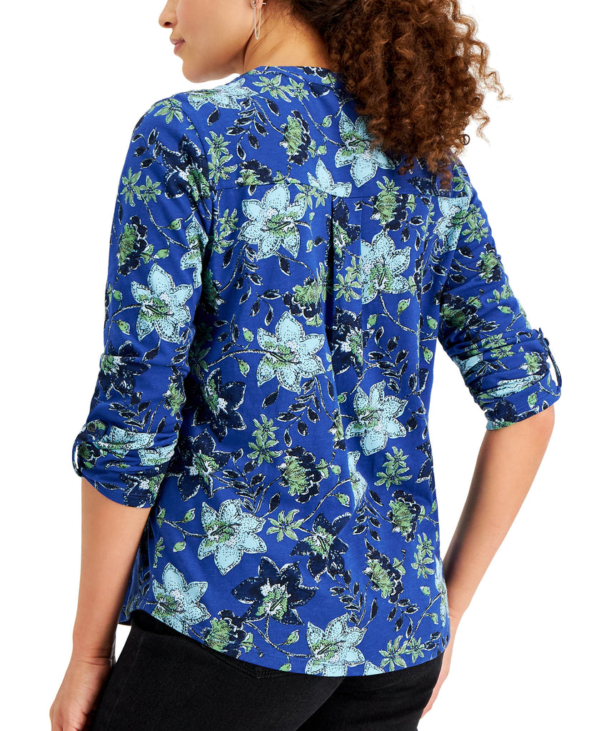 Style-&-Co-Women-Cotton-Printed-Henley-Shirt