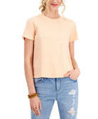 Style & Co Women Cotton T Shirt Peach Sherbet