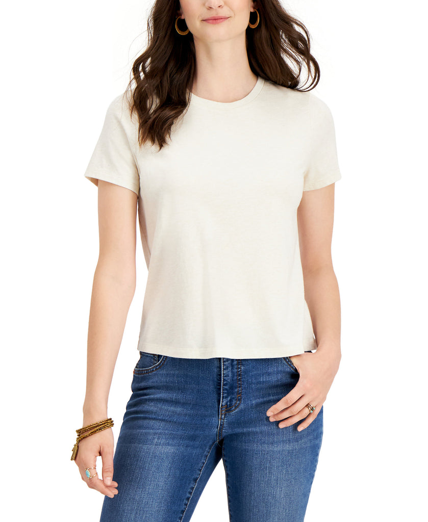 Style & Co Women Cotton T Shirt Pebble Heather