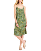 Style & Co Women Floral Print Sleeveless Shift Dress Vine Green Combo