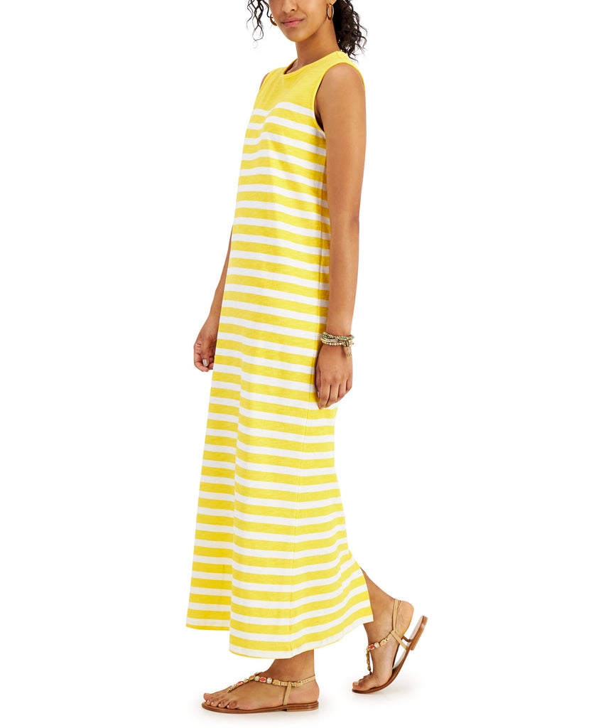 Style & Co Women Cotton Striped Sleeveless Dress