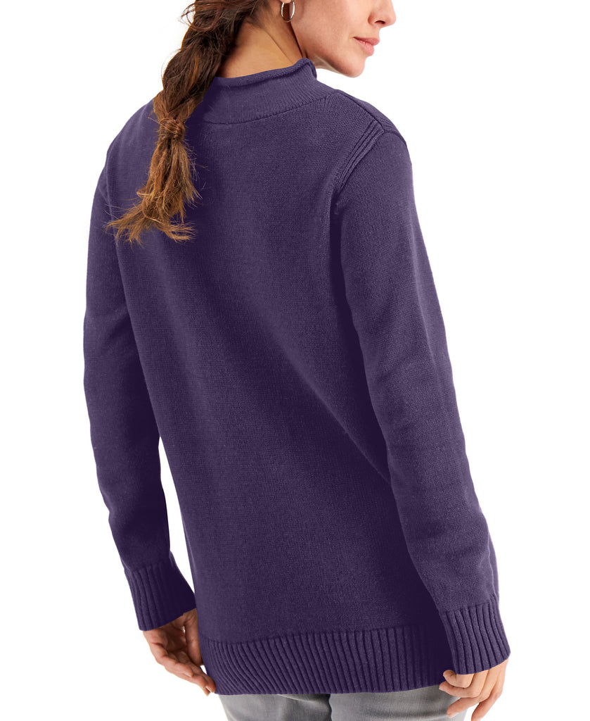 Karen Scott Women Cotton Drop Shoulder Roll Neck Sweater