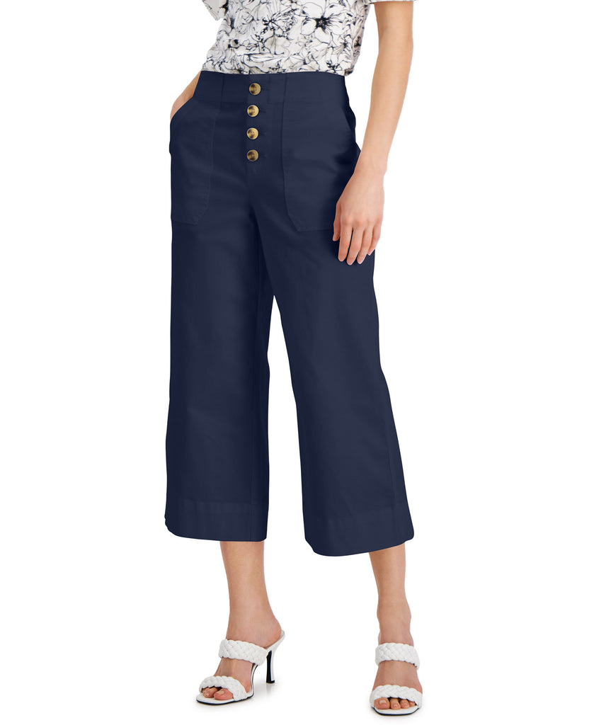 INC International Concepts Women Button Fly Culottes Indigo Sea