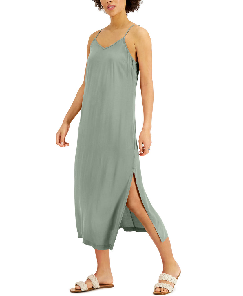 Style & Co Women Petite Side Slit Slip Dress New Pale Sage