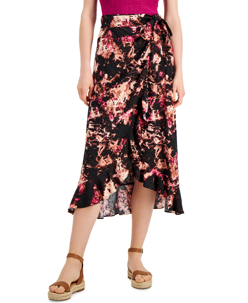 INC International Concepts Women Printed Ruffled Wrap Skirt Gerry Glaze