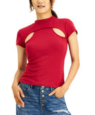 Crave Fame Women Mock Neck Bolero Persian Red