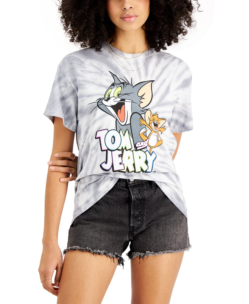 Love Tribe Women Tom & Jerry Cotton T Shirt Grey White