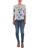 BCX Women 3 4 Sleeve Button Up Top